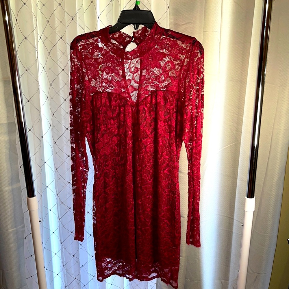 Red lace dress